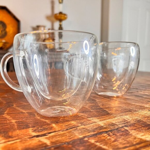 Blown Glass Double Layer Tea Cups - Picture 2 of 6